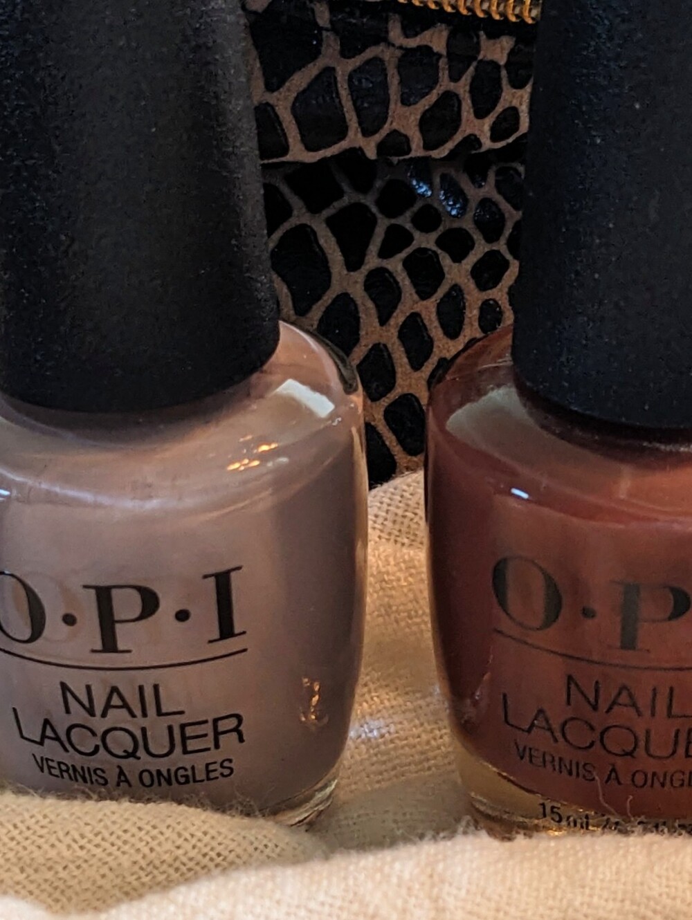 Lancome bag with OPI nail polish and accessories